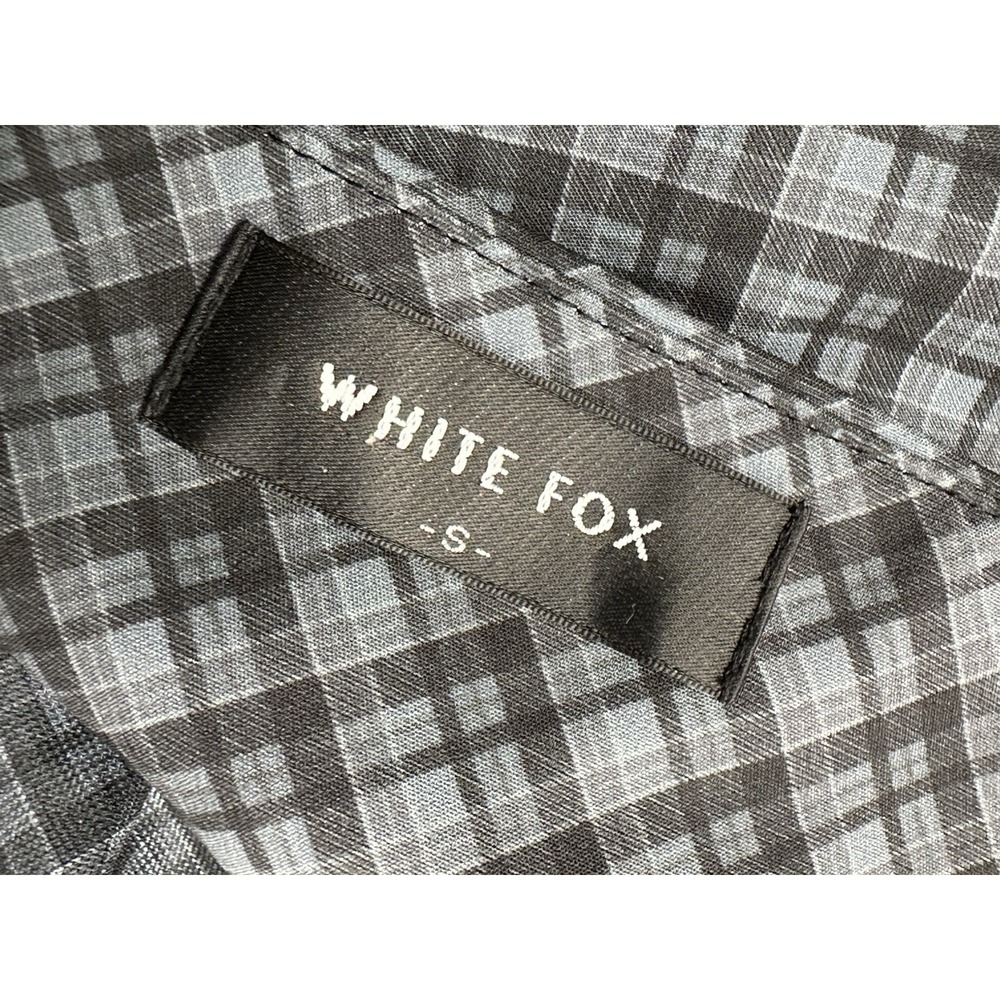 White Fox Plaid Sheer Leggings Stretch Wrap Skirt Details Wide Leg Size Small - Picture 7 of 8